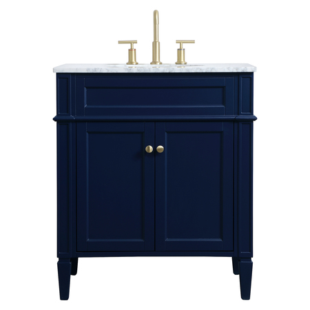 ELEGANT DECOR 30 Inch Single Bathroom Vanity In Blue VF12530BL